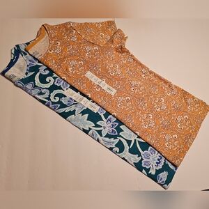 2 Croft & Barrow Orange and Blue Floral Blouses